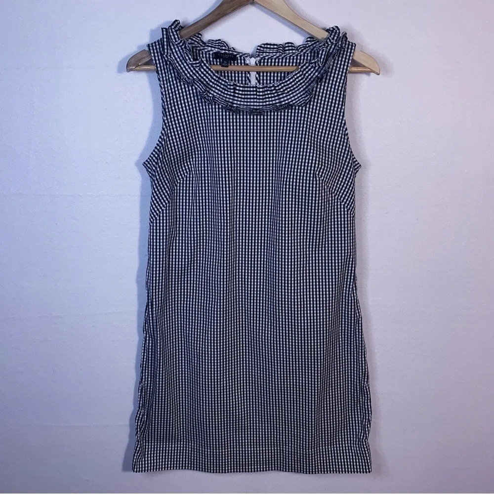 Talbots Black White Gingham Sleeveless Shift Dress